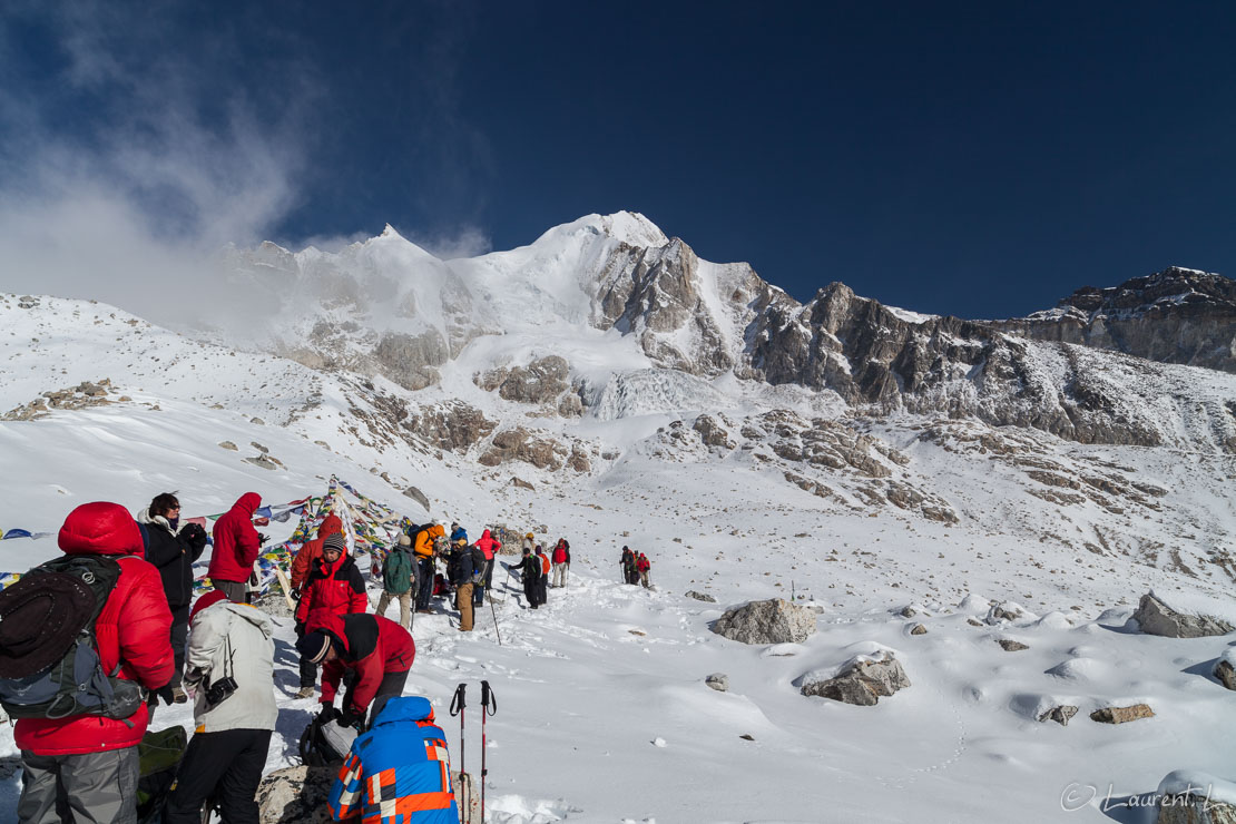 Larkya La pass, 5150 m  |  1/80 s à f/13 - 100 ISO - 21 mm  |  02/11/2013 - 09:05  |  28°39'51" N 84°31'14" E  |  5146 m