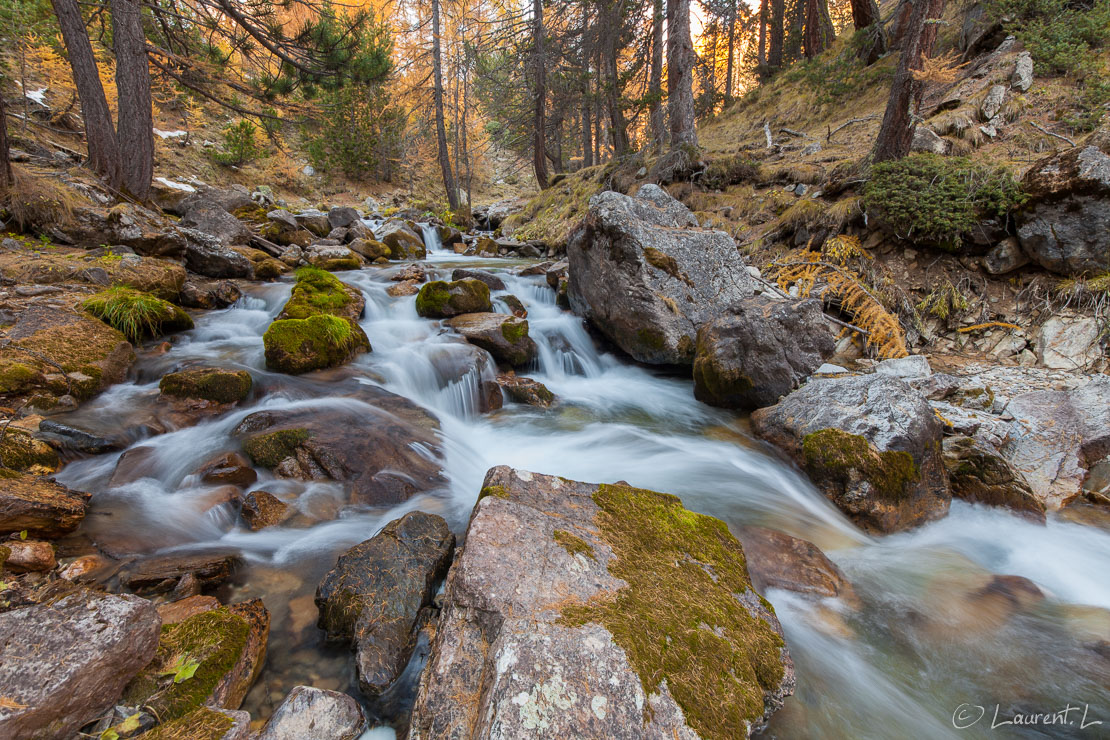 Ruisseau de la vallée Etroite  |  0,6 s à f/9,0 - 100 ISO - 15 mm  |  29/10/2016 - 15:42  |  45°4'55" N 6°36'40" E  |  1880 m